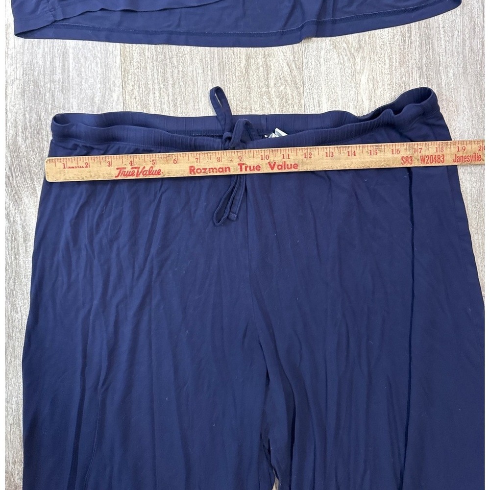 Nordstrom Moonlight Eco Pajamas Set Navy Blue White Piping Short Sleeve XL - Picture 10 of 13